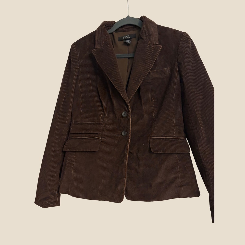 Body by Victoria Blazer 8 Brown Corduroy, Professional, Academic, Vintage, Fall